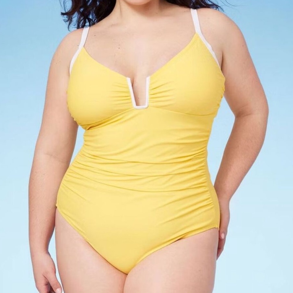 Shade Shore Yellow High Leg Med Coverage Swimsuit